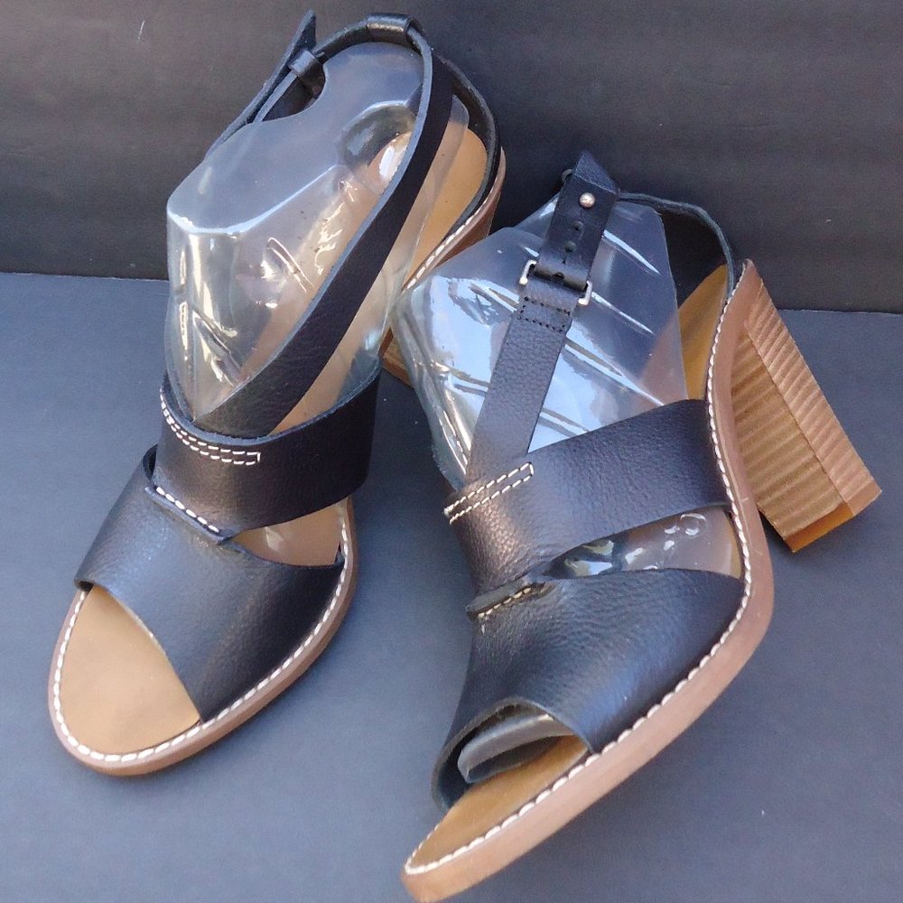 SIZE 8. Madewell black leather heels sandals.